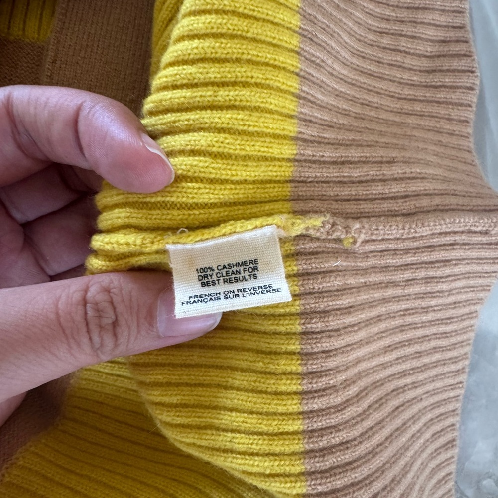 Anthropologie Cashmere Striped Yellow and Tan Sweater Dress M - Picture 4 of 6